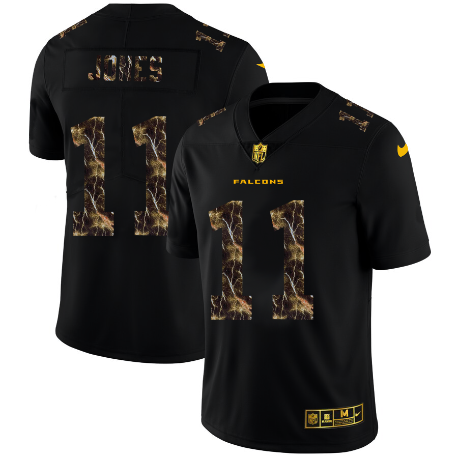 2020 Atlanta Falcons 11 Julio Jones Men Black Nike Flocked Lightning Vapor Limited NFL Jersey